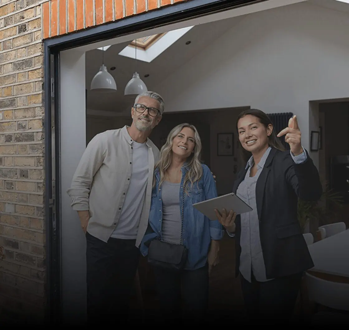 Real estate agent showing home